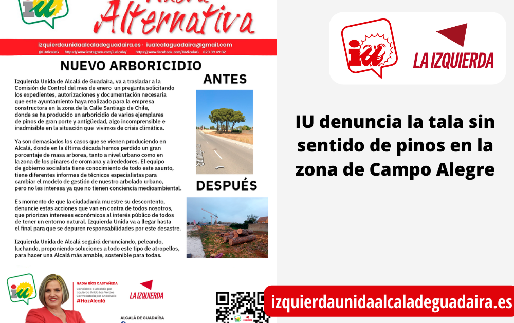 IU Denuncia un nuevo arboricidio en Alcalá